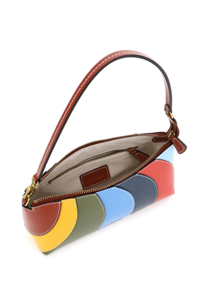 Shop Staud Leather Riviera Kaia Shoulder Bag In Blue,red,green,light Blue