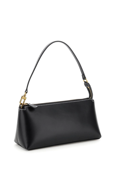 Shop Staud Leather Kaia Shoulder Bag In Black