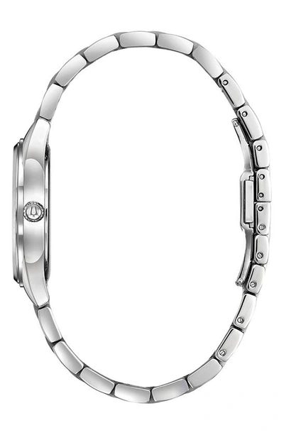 Shop Bulova Sutton Black Mother-of-pearl Diamond Watch, 32.5mm In Silver