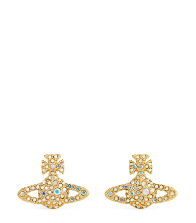 Shop Vivienne Westwood Crystal-embellished Grace Bas Relief Orb Stud Earrings In Gold