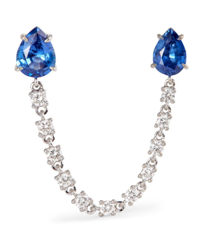 Shop Anita Ko White Gold, Diamond And Sapphire Double Piercing Single Earring