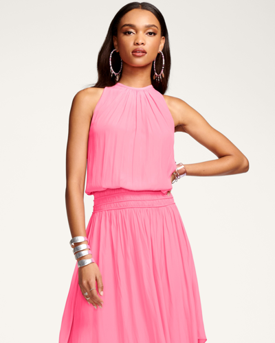 Shop Ramy Brook Audrey Smocked Midi Dress In Wild Pink