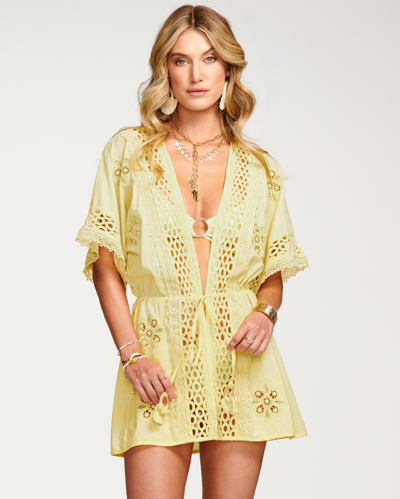 Shop Ramy Brook Delphine Crochet Coverup Mini Dress In Pineapple