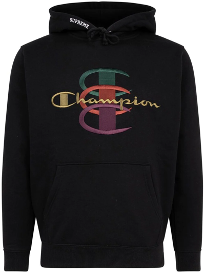 Shop Supreme X Champion Hoodie In Black