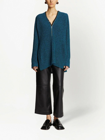 Proenza Schouler White Label Chunky Knit Zip Top In Blue