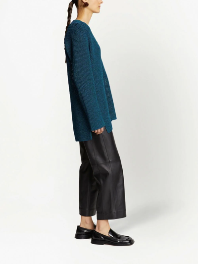 Proenza Schouler White Label Chunky Knit Zip Top In Blue