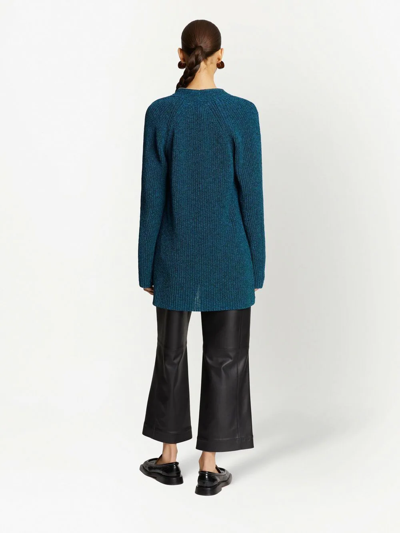 Proenza Schouler White Label Chunky Knit Zip Top In Blue