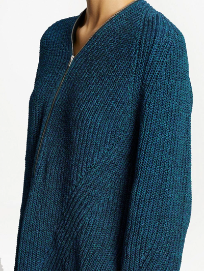 Proenza Schouler White Label Chunky Knit Zip Top In Blue
