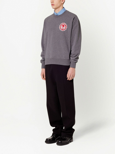 Shop Ami Alexandre Mattiussi Logo-patch Organic-cotton Sweatshirt In Grey