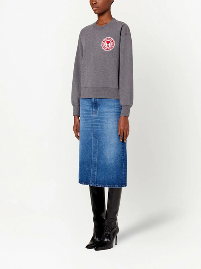 Ami Alexandre Mattiussi Logo-patch Organic-cotton Sweatshirt In Grey