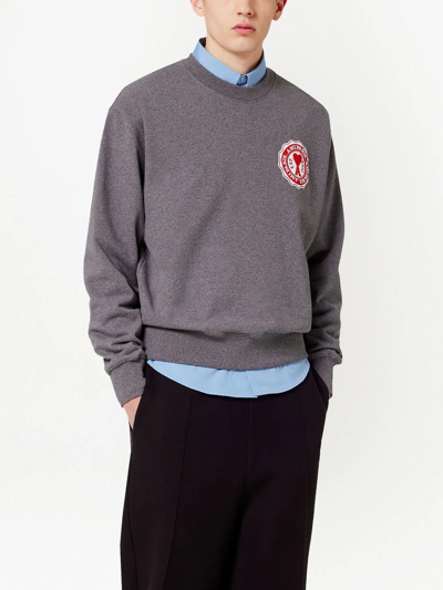 Shop Ami Alexandre Mattiussi Logo-patch Organic-cotton Sweatshirt In Grey