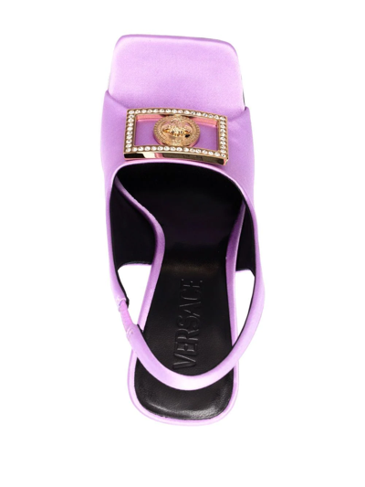 Shop Versace Crystal 110mm Satin Sandals In Violett