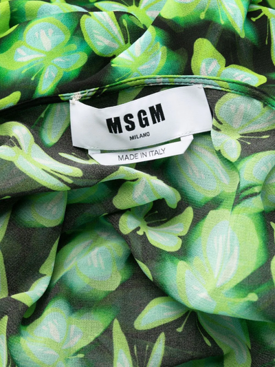Shop Msgm Butterfly Pattern Mini Dress In Grün