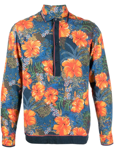 Shop Orlebar Brown Ridley Floral-print Pullover Shirt In Blue
