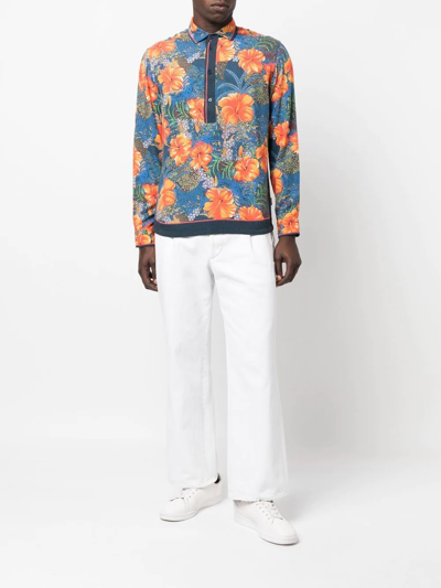 Shop Orlebar Brown Ridley Floral-print Pullover Shirt In Blue