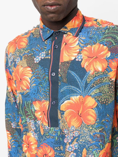 Shop Orlebar Brown Ridley Floral-print Pullover Shirt In Blue