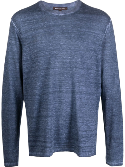 Shop Michael Kors Melange Fine-knit Jumper In Blau