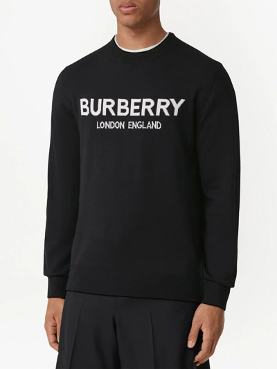 Shop Burberry Logo-intarsia Wool Jumper In Schwarz