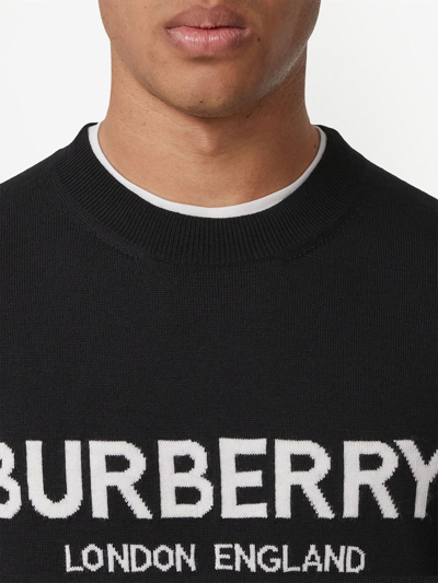 Shop Burberry Logo-intarsia Wool Jumper In Schwarz