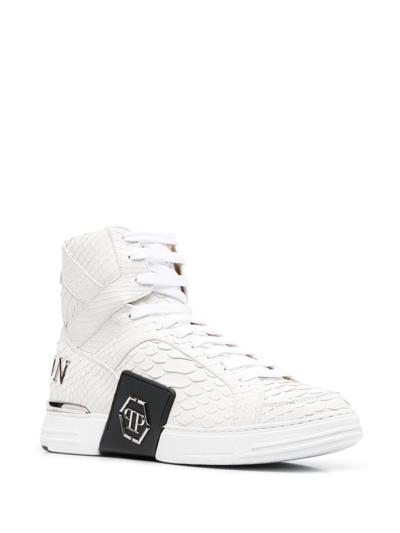 Philipp Plein Snakeskin-effect High-top Sneakers In Schwarz