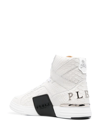 Philipp Plein Snakeskin-effect High-top Sneakers In Schwarz