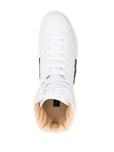 Philipp Plein Snakeskin-effect High-top Sneakers In Schwarz