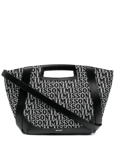 Shop Missoni Embroidered-logo Tote Bag In Schwarz