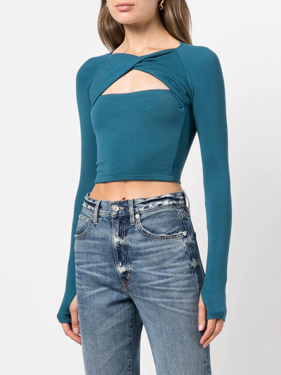 Shop Alix Nyc Malone Long-sleeve Crop Top In Blue