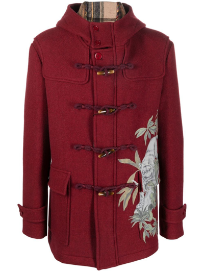 Shop Etro Tiger-print Duffle Coat In Rot