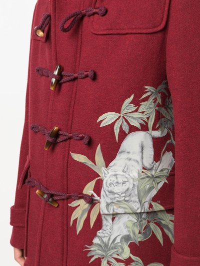 Shop Etro Tiger-print Duffle Coat In Rot