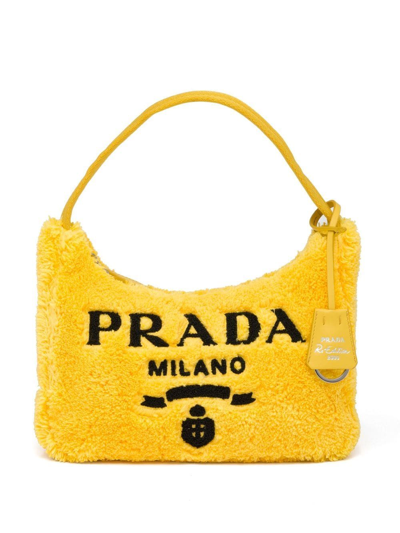 Shop Prada Re-edition 2000 Terry-effect Mini Bag In Gelb