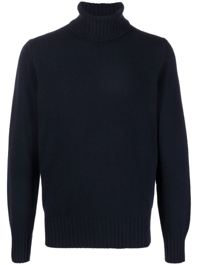 Shop Doppiaa Roll Neck Knitted Sweater In Blau