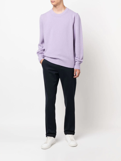 Shop Doppiaa Crew Neck Knitted Sweater In Violett