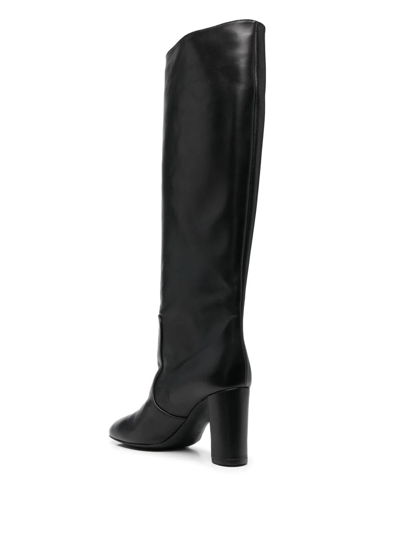 Shop Via Roma 15 Calf-length 100mm Leather Boots In Schwarz