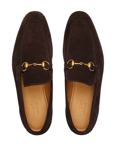 Shop Gucci Jordaan Suede Loafers In Brown