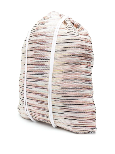 Shop Missoni Knitted Drawstring Backpack In Nude