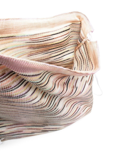 Shop Missoni Knitted Drawstring Backpack In Nude