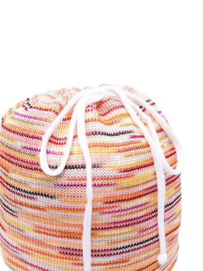 Shop Missoni Knitted Drawstring Bucket Bag In Rot