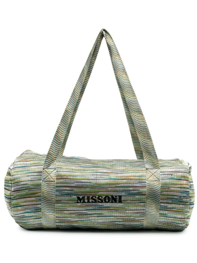 Shop Missoni Embroidered-logo Knitted Travel Bag In Grün