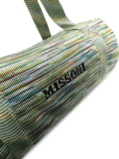 Shop Missoni Embroidered-logo Knitted Travel Bag In Grün