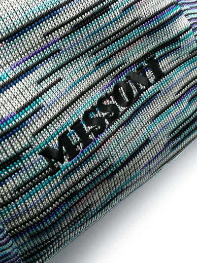 Shop Missoni Embroidered-logo Knitted Travel Bag In Blau
