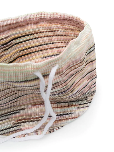 Shop Missoni Knitted Drawstring Bucket Bag In Nude