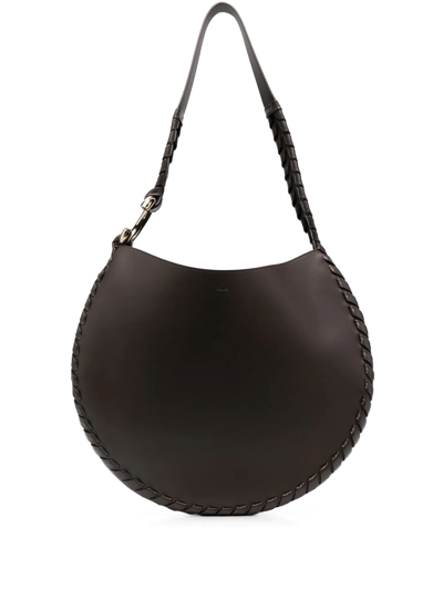 Shop Chloé Moon Leather Shoulder Bag In Brown