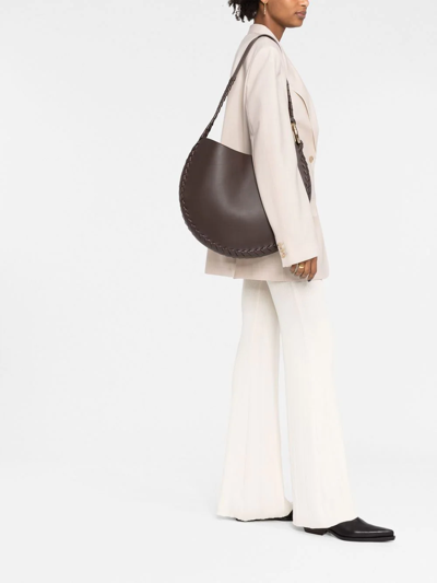 Shop Chloé Moon Leather Shoulder Bag In Brown