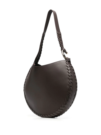 Shop Chloé Moon Leather Shoulder Bag In Brown