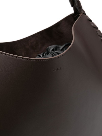 Chloé Mate Large Woven Leather Drawstring Hobo Bag In Brown