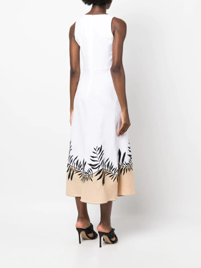 Shop Loro Piana Botanical Print Linen Midi Dress In Weiss