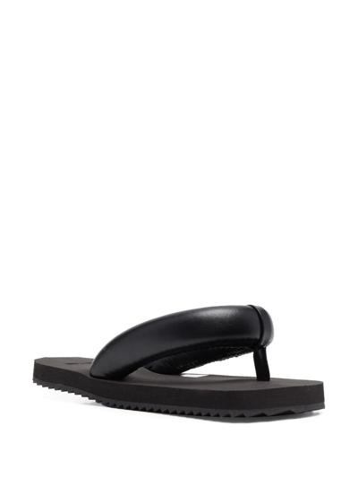 Shop Yume Yume Faux-leather Padded Flip Flops In Black