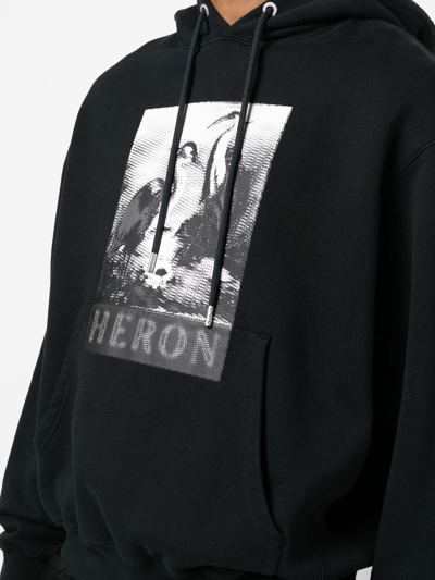 Shop Heron Preston Logo-print Cotton Hoodie In Schwarz