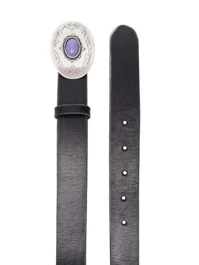 Golden Goose Gemstone-embellished Leather Belt In Schwarz